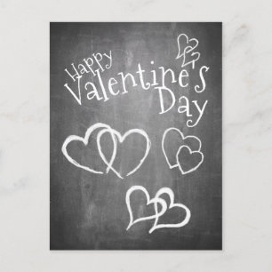 Postal Festiva Feliz día de San Valentín en una pizarra de tiza