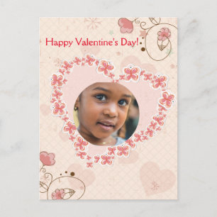 Postal Festiva Feliz Día de San Valentín foto de corazón floral r