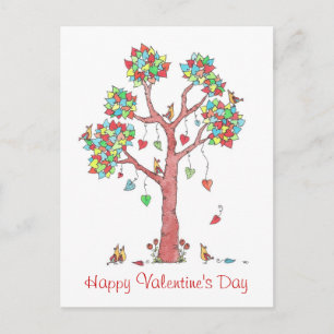 Postal Festiva Feliz Día de San Valentín ilustrado