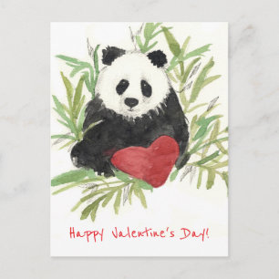 Postal Festiva Feliz día de San Valentín Nieto Panda