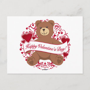 Postal Festiva ¡Feliz Día de San Valentín! Oso de peluche