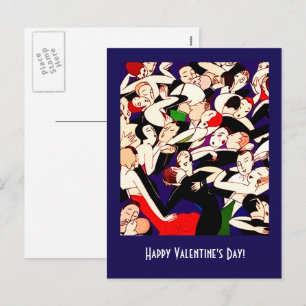 Postal Festiva Feliz Día de San Valentín. Parejas bailarinas Art