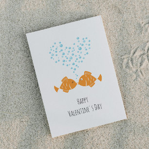 Postal Festiva Feliz día de San Valentín Peces Dorados Corazón de