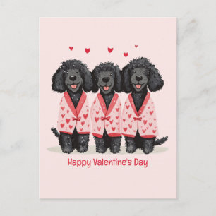 Postal Festiva Feliz día de San Valentín Perros Caniche Estándar