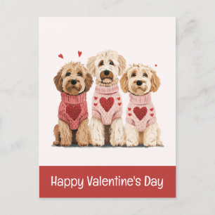 Postal Festiva Feliz Día de San Valentín Perros Goldendoodle