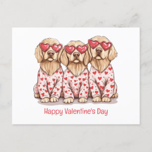 Postal Festiva Feliz Día de San Valentín Perros recuperadores de 