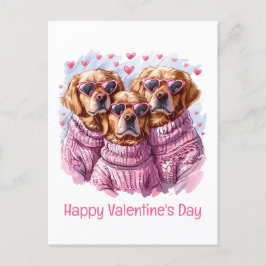 Postal Festiva Feliz Día de San Valentín Perros recuperadores de 