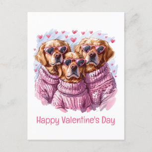 Postal Festiva Feliz Día de San Valentín Perros recuperadores de 