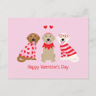 Postal Festiva Feliz Día de San Valentín Perros recuperadores de