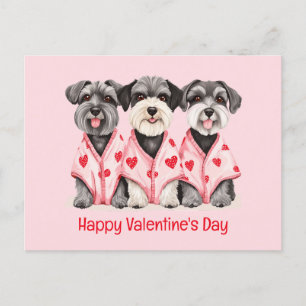 Postal Festiva Feliz Día de San Valentín Perros Schnauzer