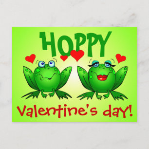Postal Festiva Feliz día de San Valentín ranas de dibujos animado