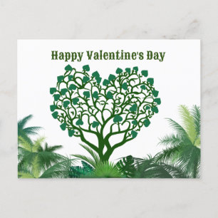 Postal Festiva Feliz Día de San Valentín verde natural para ti