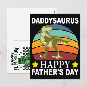 Postal Festiva Feliz día de St Pat-Rex Dinosaurio Fiesta
