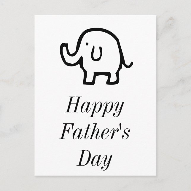 Postal Festiva Feliz Día del Padres, bebé elefante, un simple Per (Anverso)