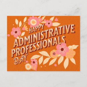Postal Festiva Feliz Día del Profesional Administrativo Vintage