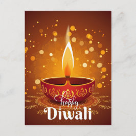 Postal Festiva Feliz Diwali brillante Festival de la Diya Roja