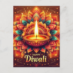Postal Festiva Feliz Diwali colorido Festival Mandala de luz