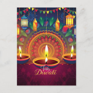 Postal Festiva Feliz Diwali Diya Mandala Festival de la Luz