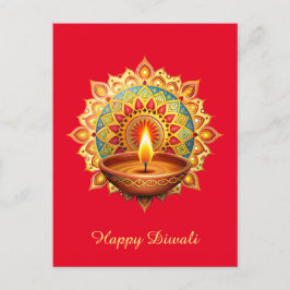 Postal Festiva Feliz Diwali Rangoli Diya Festival de la Luz Roja