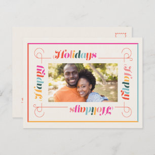 Postal Festiva Feliz feriado de Navidades Retro