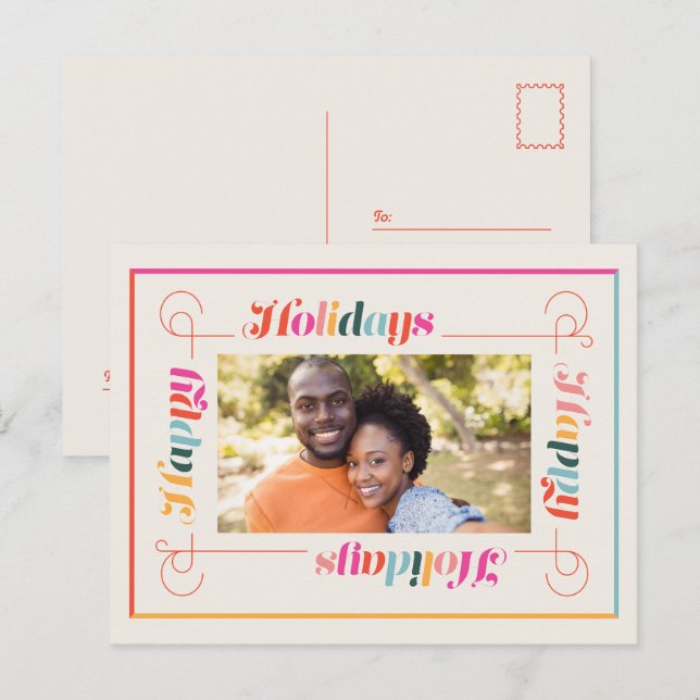 Postal Festiva Feliz feriado de Navidades Retro (Anverso / Reverso)