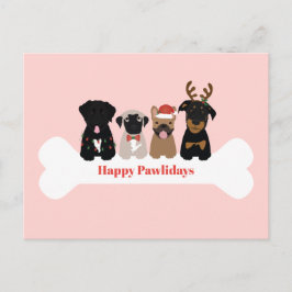 Postal Festiva Feliz feriado de perros Navidades de Pawlidays