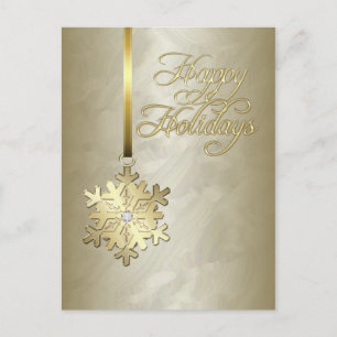 Postal Festiva Feliz feriado oro Diamante Relieve metalizado dora