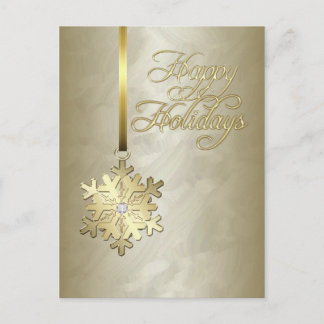 Postal Festiva Feliz feriado oro Diamante Relieve metalizado dora