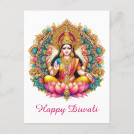 Postal Festiva Feliz Festival de la Luz de la Diosa Diwali Lakshm