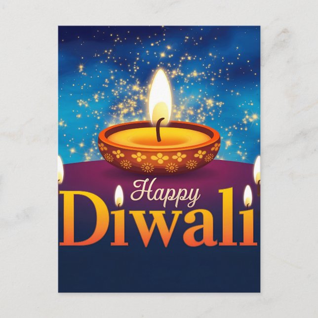Postal Festiva Feliz Festival Diwali de Luz (Anverso)
