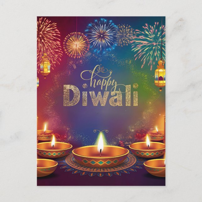 Postal Festiva Feliz Festival Diwali de Luz (Anverso)
