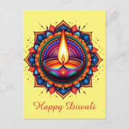 Postal Festiva Feliz Festival Diwali Mandala Diya de amarillo cla