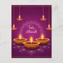 Postal Festiva Feliz Festival Diwali Rangoli Diya de Púrpura Lige