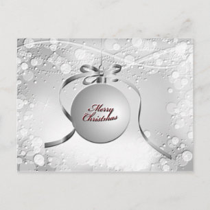 Postal Festiva Feliz festival navideño con estrellas en plata