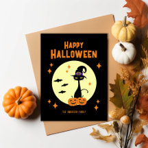 Feliz Gato Negro de Halloween personalizado