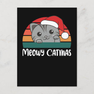 Postal Festiva Feliz Gatonavidad Chiste Divertido de Gatos en Nav