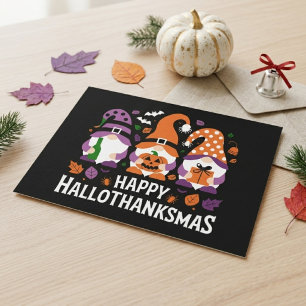Postal Festiva Feliz Hallothanksmas Gnomos Fiesta Navideña