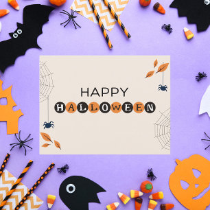 Postal Festiva Feliz Halloween Black and Naranja Spooky Spider