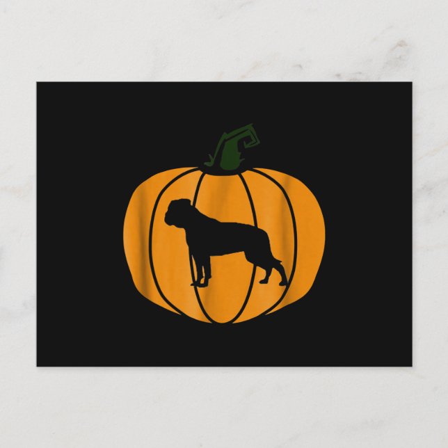 Postal Festiva Feliz Halloween Bulldog americano perro calabaza (Anverso)