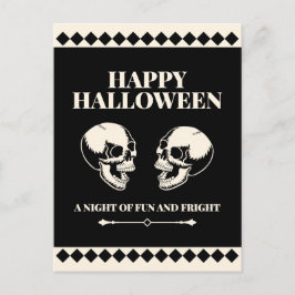 Postal Festiva Feliz Halloween Calaveras Divertidas Riéndose