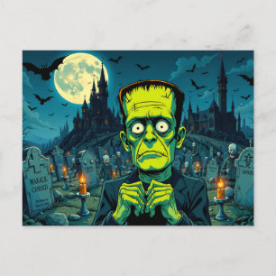 Postal Festiva Feliz Halloween Frankenstein