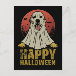 Postal Festiva Feliz Halloween Labrador Recuperador Perro Fantasm