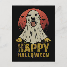 Postal Festiva Feliz Halloween Labrador Recuperador Perro Fantasm