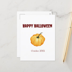 Postal Festiva Feliz Halloween linda calabaza naranja