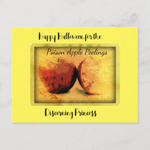 Postal Festiva Feliz Halloween mondaduras de manzana envenenada