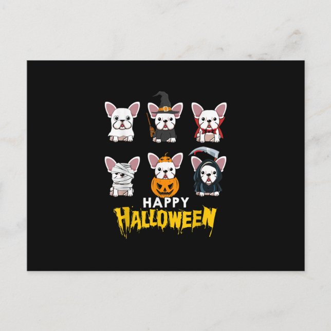 Postal Festiva Feliz Halloween Perros Divertidos Disfraz Perrito  (Anverso)