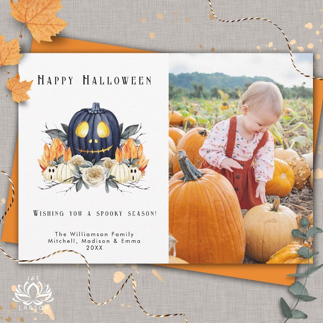 Postal Festiva Feliz Halloween Spooky Pumpkins Crystall Photo (Subido por el creador)