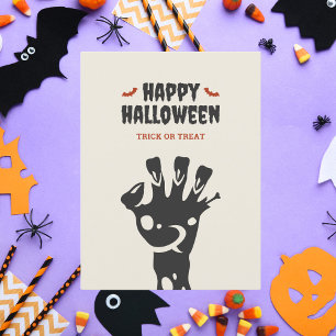 Postal Festiva Feliz Halloween: Trick o truco de mano zombie para