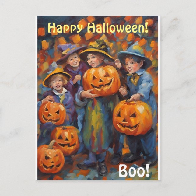 Postal Festiva Feliz Halloween, truco o trato, personalizado (Anverso)