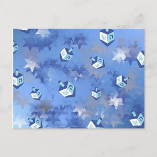 Postal Festiva Feliz Hanukkah cayendo estrella y sueños